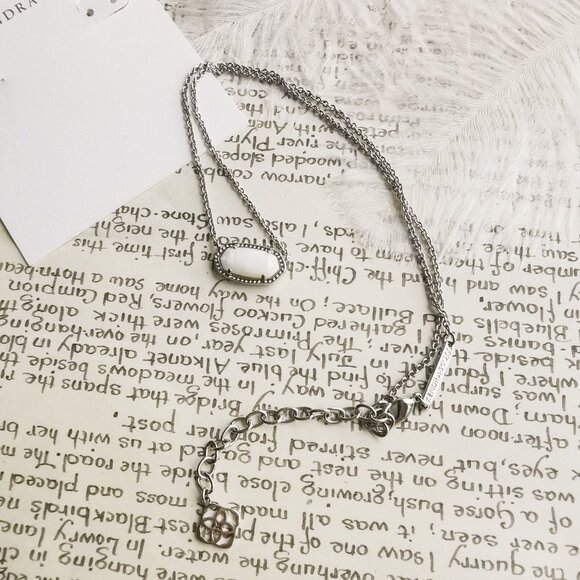 Kendra Scott Elisa White Pearl Silver Necklace - Picture 3 of 4